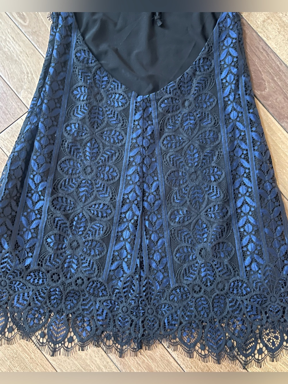 For Love & Lemons Lyla Lace Feminine Mini Dress Midnight Blue Open Back Size S - Picture 9 of 15